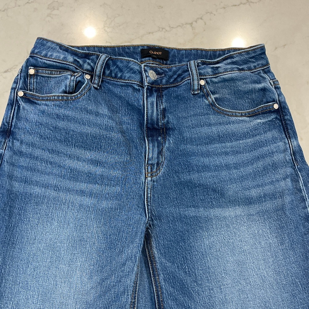 Quince Bella Stretch Relaxed Straight Jeans Womens 31 x 30 Blue Organic Denim - Picture 3 of 9